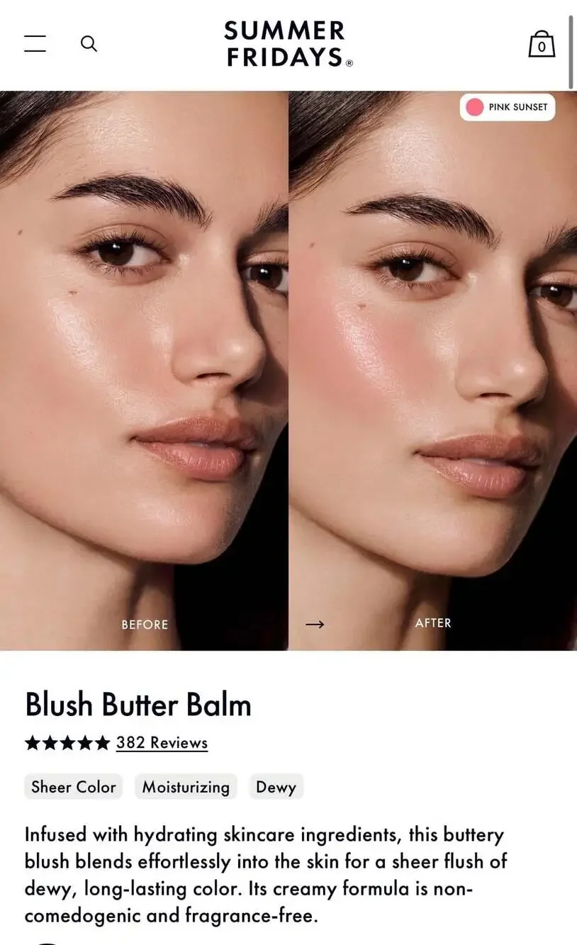 2 Summer Fridays Blush Butter Balm Duo in Pink Sunset and Sweet Rosé